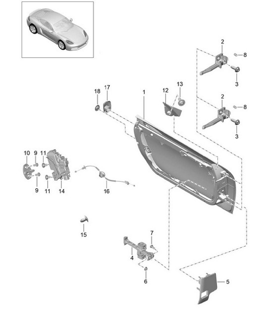 Diagram 804-000 Porsche Cayman 718 2.0L PDK (300 ch) Carrosserie