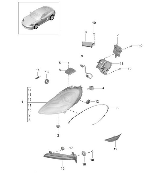 Diagram 905-001 Porsche 卡宴 Turbo / Turbo S 4.8L 2007>> 电子设备
