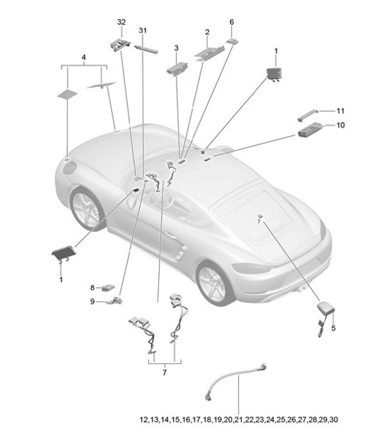 Diagram 911-002 Porsche 991.2 Turbo Cabriolet 3.8L (540 Bhp) 2016-19 Electrical equipment