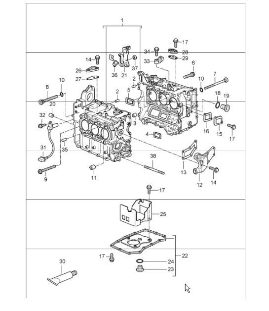 Diagram 101-05 Porsche Boxster 981 2.7L 2012-16 引擎