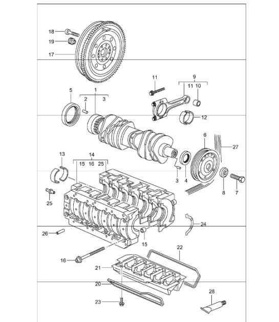 Diagram 102-00 Porsche Boxster 986/987/981 (1997-2016) Moteur