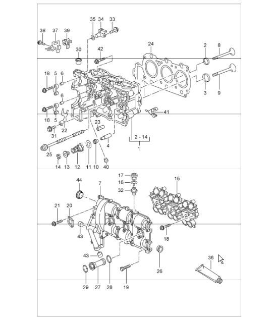 Diagram 103-00 Porsche 开曼 S 3.4L 987C 2005-08 引擎
