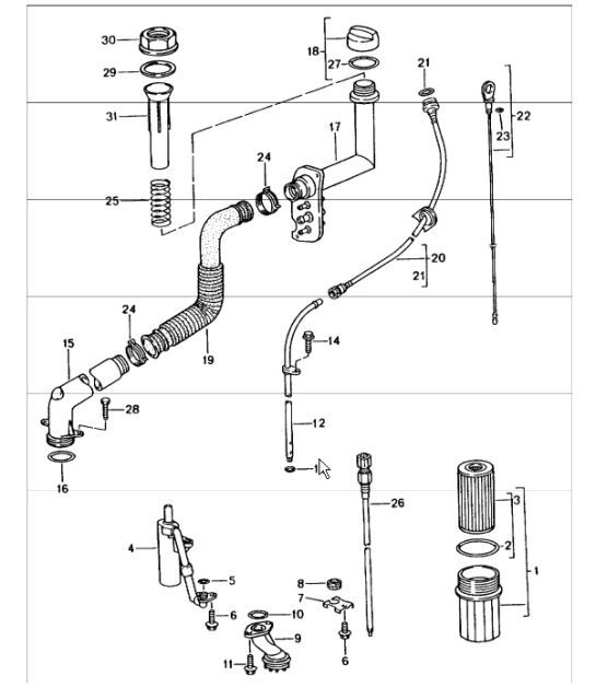 Diagram 104-05 Porsche 964 (911) RS 3.6L 1991-93 Moteur