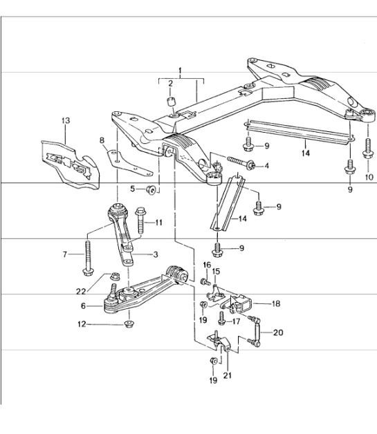 Diagram 401-00 Porsche Cayenne MK1 (955) 2003-2006 Assale anteriore, sterzo 