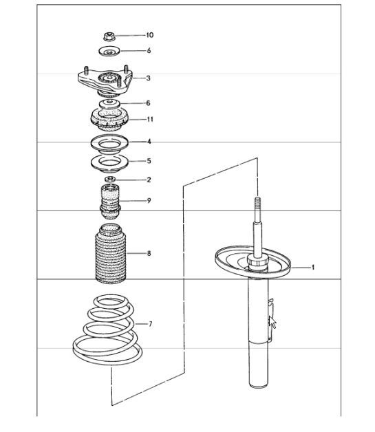 Diagram 402-00 Porsche Boxster 986/987/981（1997 年 - 2016 年） 前轴、转向 