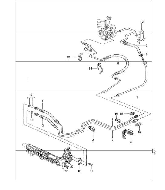 Diagram 403-01 Porsche Boxster 986/987/981 (1997-2016) Essieu avant, Direction 
