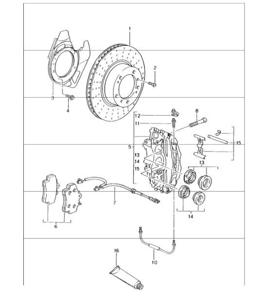 Diagram 602-00 Porsche 996 C4S 3.6L 09/01-2005 Wheels, Brakes