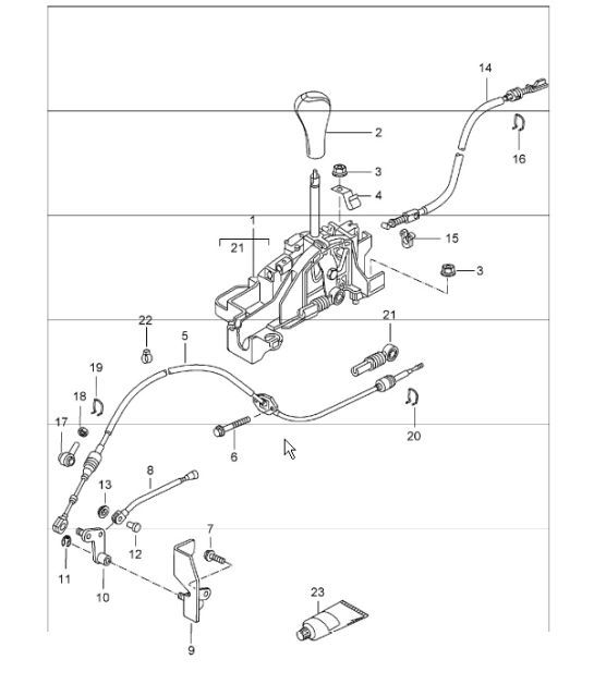 Diagram 701-01 Porsche Cayman S 3.4L 987C 2005-08 Hand Lever System, Pedal Cluster