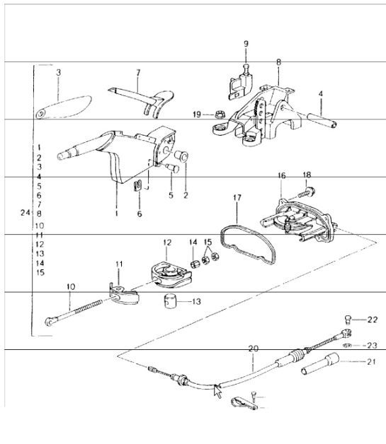 Diagram 701-05 Porsche 911 & 912 (1965-1989) Hand Lever System, Pedal Cluster