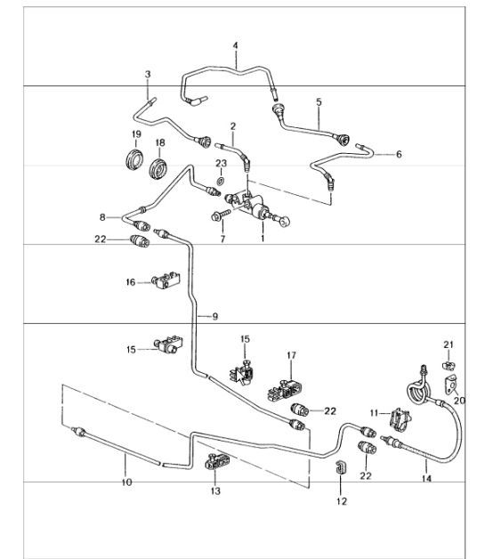Diagram 702-08 Porsche Cayman 987C/981C (2005-2016) Sistema a leva manuale, gruppo pedali