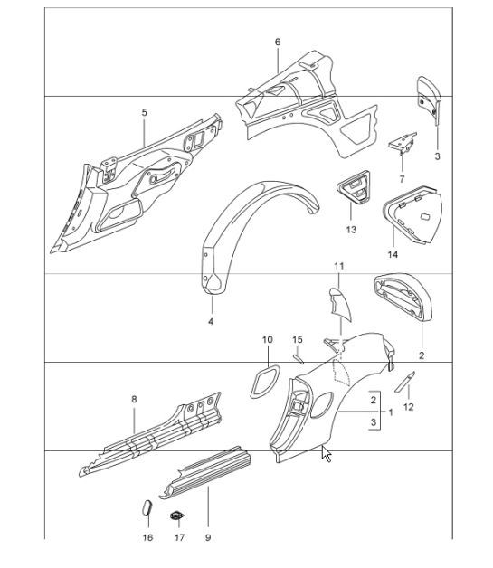 Diagram 801-50 Porsche 911 Turbo 3.0L 1975-77 Carrocería