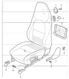 front seat, standard seat, comfort seat for 986 Boxster 1997-04