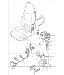 wiring harnesses: switch, comfort seat 986 Boxster 1997-04