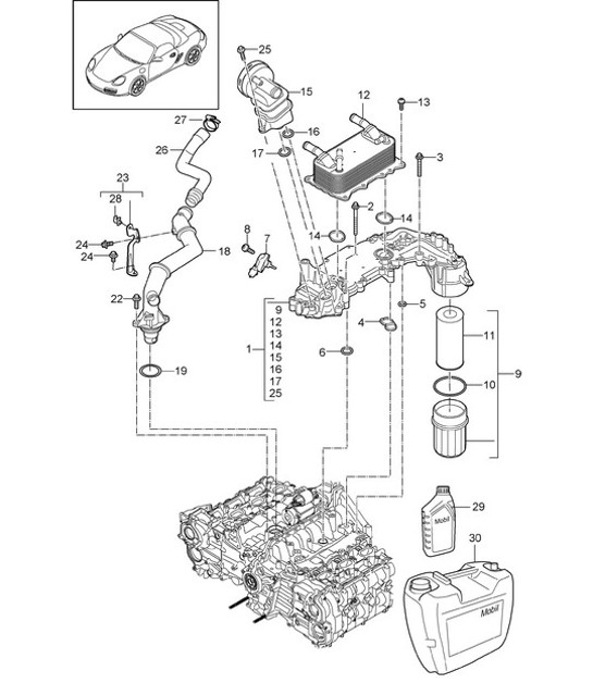 Diagram 104-005 Porsche 997 (911) MK1 2005-2008 Engine