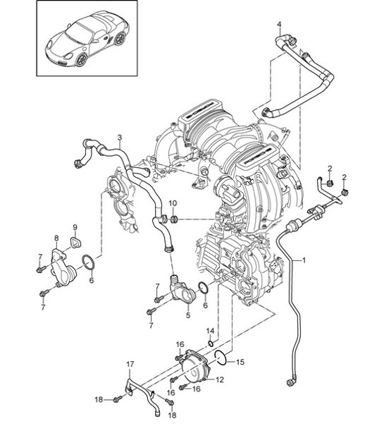 Diagram 104-010 Porsche Boxster 986/987/981 (1997-2016) Moteur