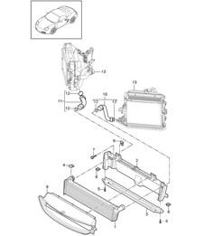 Kühlermitte (Modell: A121, A120+ PR:250,183, 480) 987.2 Boxster / Boxster S 2009-12