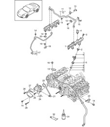 Fuel collection pipe / High pressure pump (Model: A121) 987.2 Boxster S 3.4L 2009-12
