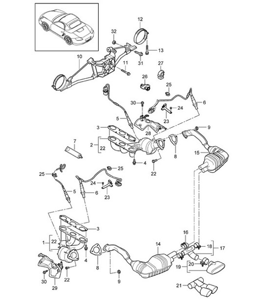 Diagram 202-000 Porsche Cayenne MK3 (958) 2010-2017 Système de carburant, système d'échappement