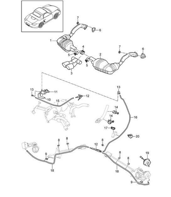 Diagram 202-005 Porsche Cayenne MK3 (958) 2010-2017 Système de carburant, système d'échappement