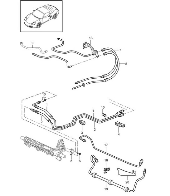 Diagram 403-001 Porsche Cayenne 3.2L V6 2003>> Front Axle, Steering 