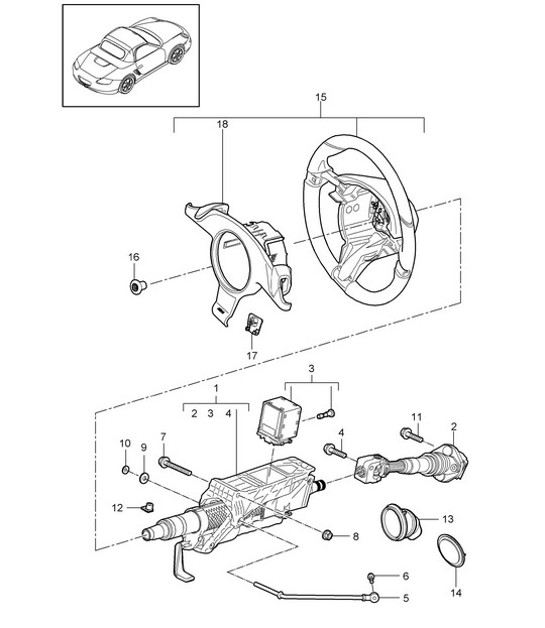 Diagram 403-004 Porsche Cayman S 3.4L 987C 2005-08 Assale anteriore, sterzo 