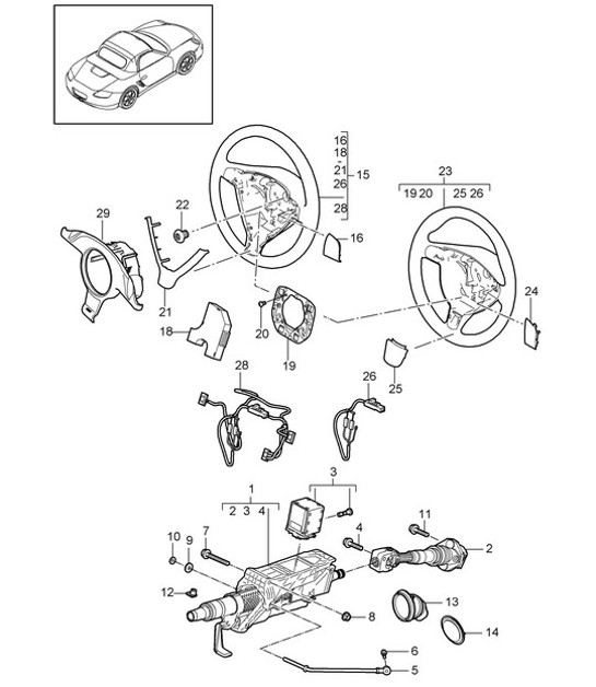 Diagram 403-005 Porsche Boxster 986/987/981（1997 年 - 2016 年） 前轴、转向 