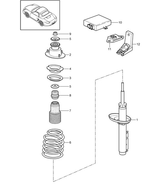 Diagram 502-000 Porsche Boxster 986/987/981 (1997-2016) Essieu arrière