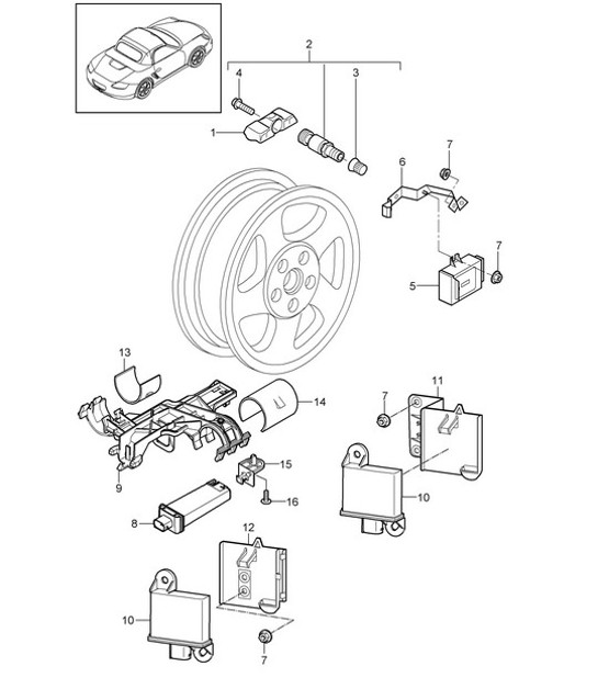 Diagram 601-005 Porsche Cayman 987C/981C (2005-2016) Wheels, Brakes