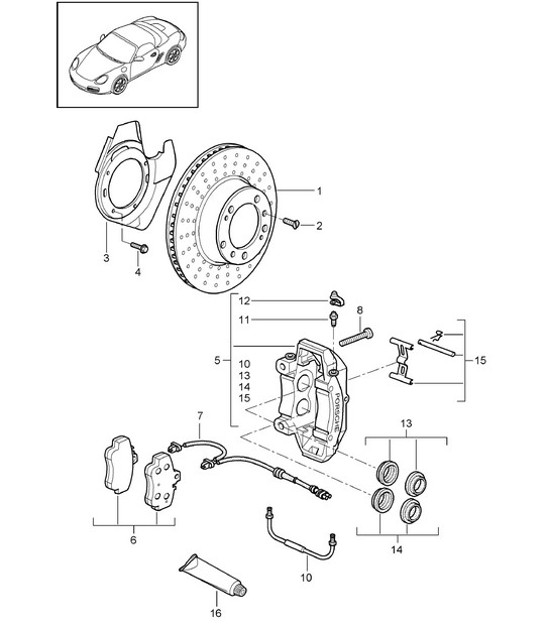 Diagram 602-000 Porsche Cayenne MK3 (958) 2010-2017 Ruote, freni