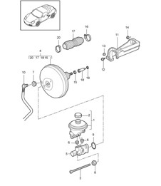 Brake master cylinder / Brake servo 987.2 Boxstr / Boxster S 2009-12