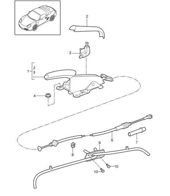 Diagram 701-005 Porsche 356 (1950-1965) Hand Lever System, Pedal Cluster