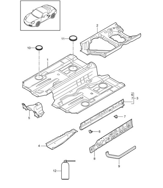 Diagram 801-020 Porsche 卡宴 S 4.5L V8 2003 年>>  车身
