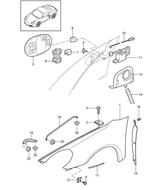 Diagram 801-040 Porsche 356C 1963-65 Carrozzeria