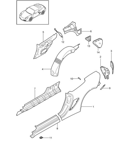 Diagram 801-050 Porsche Boxster 986/987/981 (1997-2016) Carrocería