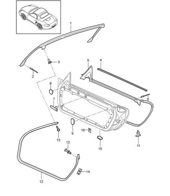 Diagram 804-010 Porsche Boxster 986/987/981 (1997-2016) Carrosserie