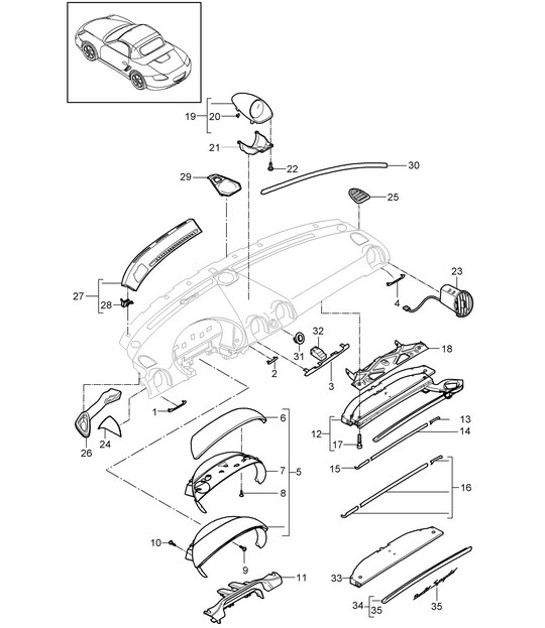 Diagram 809-001 Porsche Boxster 986/987/981 (1997-2016) Body
