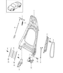 Rugleuningframe / standaardstoel (PR:369.370) / comfortstoel (PR:437.438) 987.2 Boxster / Boxster S 2009-12