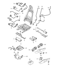 Wiring looms / Switch / Control unit / Electric motor / Standard seat (PR:369,370) / Comfort seat (PR:437,438) 987.2 Boxster / Boxster S 2009-12
