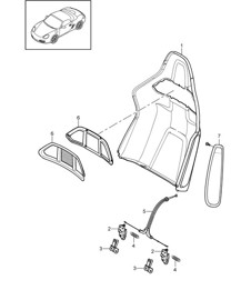 Backrest shell / bucket seat / Collapsible / Accessories 987.2 Boxster / Boxster S 2009>>