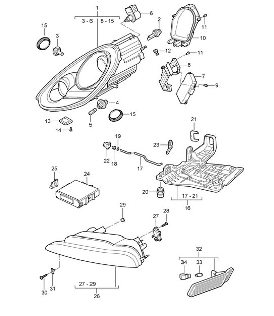 Diagram 905-001 Porsche 356 (1950-1965) Electrical equipment