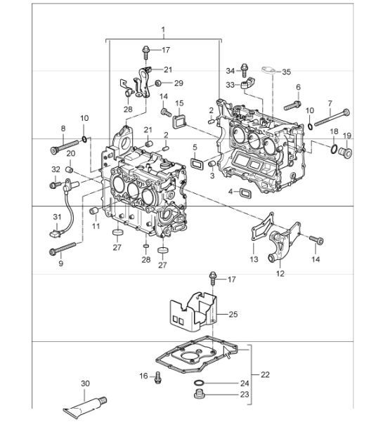 Diagram 101-05 Porsche 卡宴 S 4.5L V8 2003 年>> 引擎