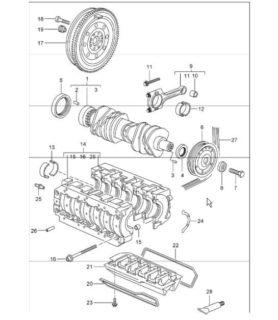 Diagram 102-00 Porsche 卡宴 Turbo S 4.5L 2006>> 引擎