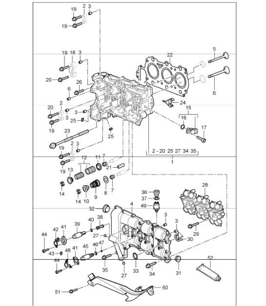 Diagram 103-00 Porsche Panamera S Hybride V6 3.0L Moteur