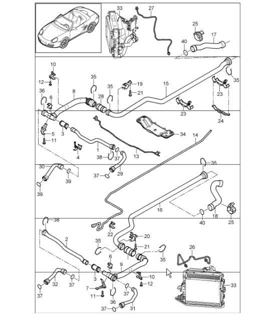 Diagram 105-10 Porsche Boxster 986/987/981 (1997-2016) Moteur
