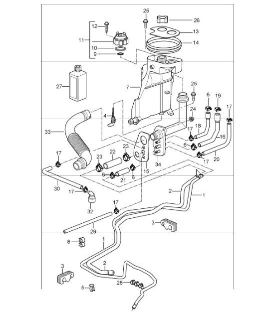 Diagram 105-20 Porsche Cayman S 3.4L 987C 2005-08 Motore