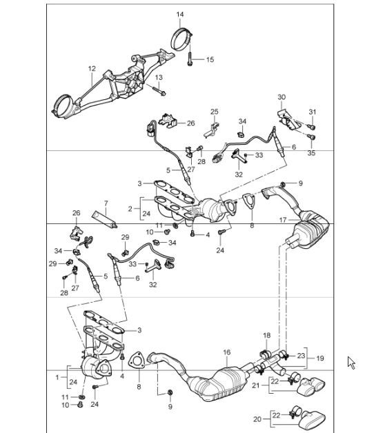 Diagram 202-00 Porsche 996 C2 3.4L 1997-08/01 燃油系统、排气系统