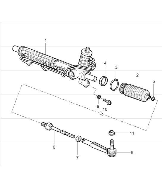 Diagram 403-00 Porsche 996 TURBO 2000-05 Assale anteriore, sterzo 