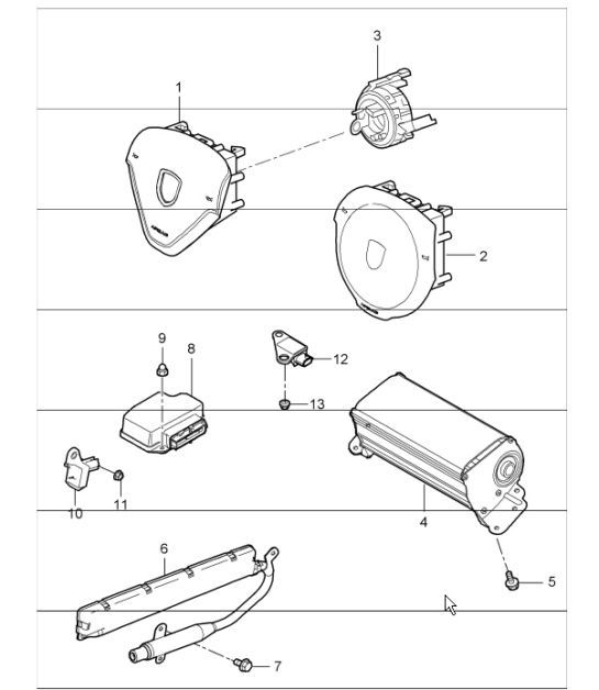 Diagram 403-06 Porsche Boxster 986/987/981 (1997-2016) Essieu avant, Direction 