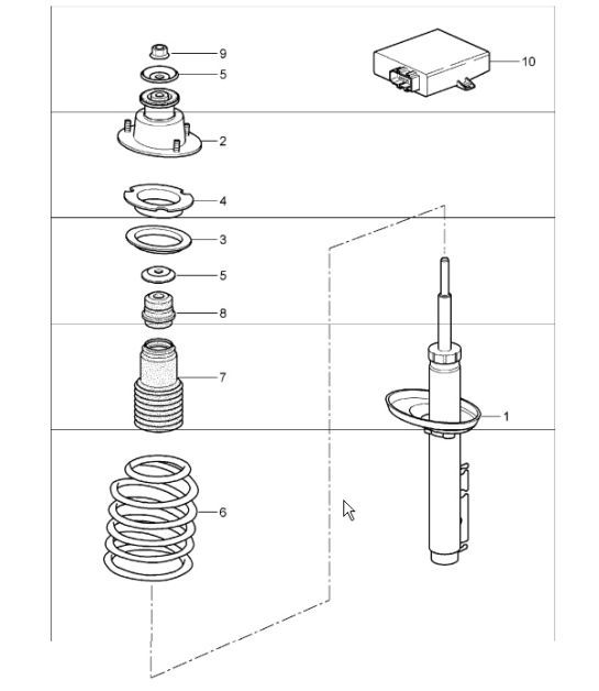 Diagram 502-00 Porsche 开曼 S / R 3.4L 987C MKII 2009-12 后轴