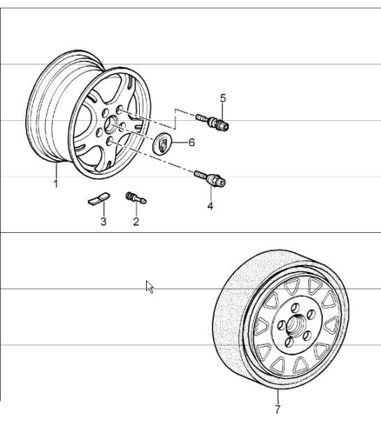 Diagram 601-00 Porsche 996 GT3 MKII 2003>> Wheels, Brakes